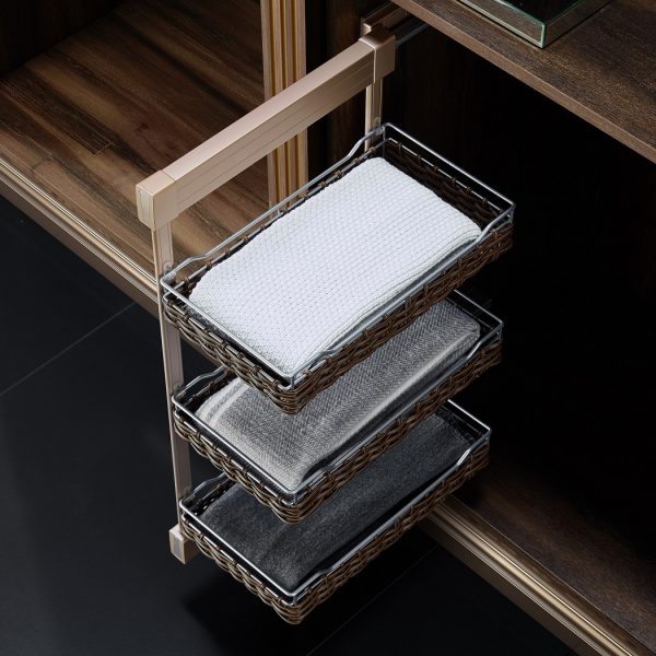 Violet Side Panel Pull-out 3-tier PP Rattan Basket